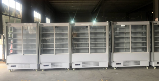 Exhibición vegetal de la preservación de la tienda de la tienda de la fruta del supermercado comercial con el gabinete 3 de la cortina de puerta