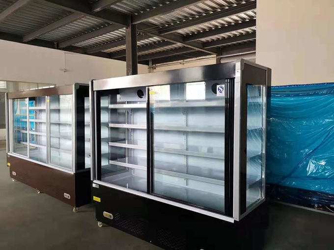 Exhibición vegetal de la preservación de la tienda de la tienda de la fruta del supermercado comercial con el gabinete 4 de la cortina de puerta